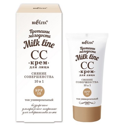 Белита Milk Line - Протеины молодости СС-крем для лица СИЯНИЕ СОВЕРШЕНСТВА 10 в 1 SPF 15, 30 мл